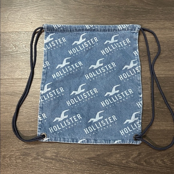 Hollister Handbags - Hollister Denim Blue Logo Drawstring Bag